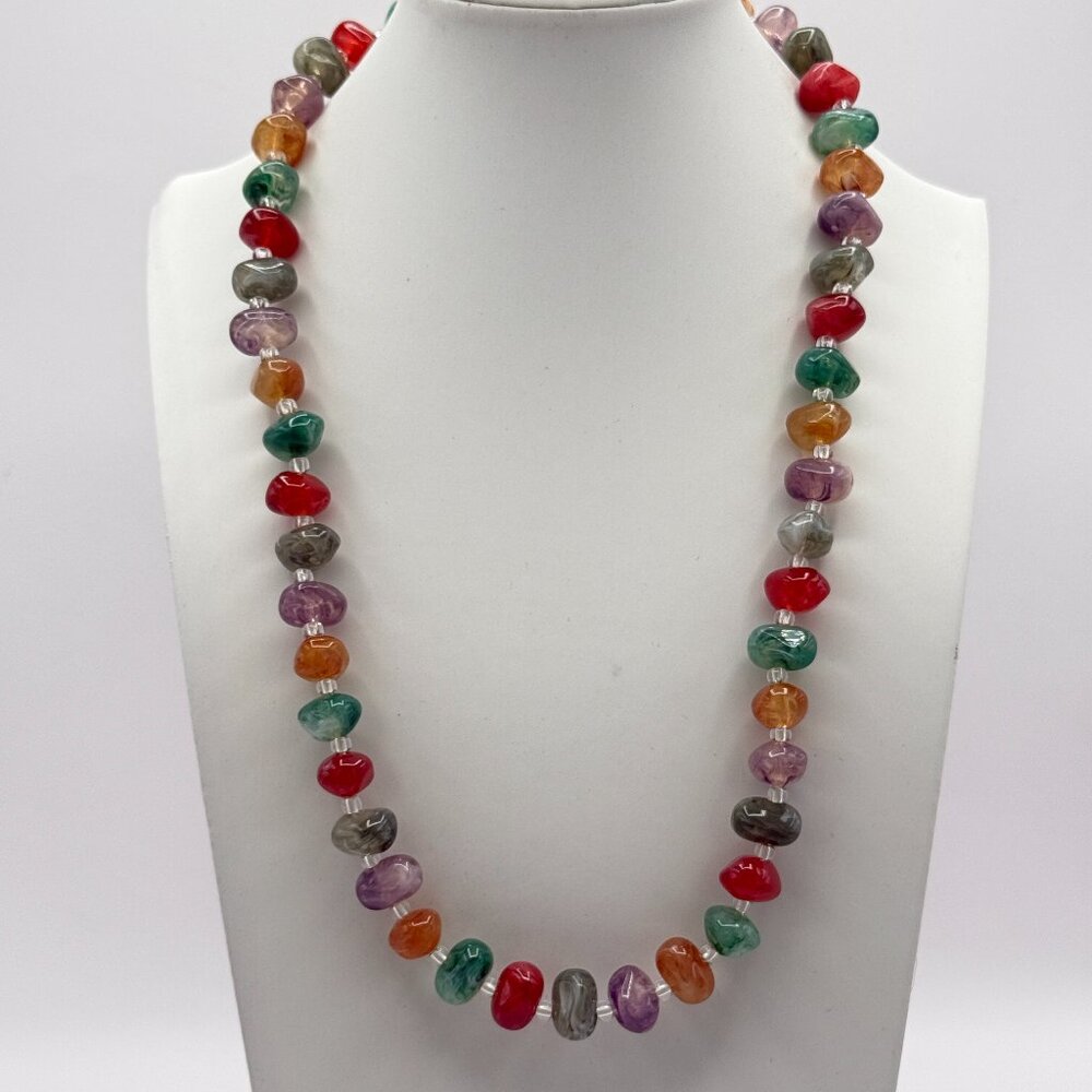 Vintage Multi Color Acrylic Bead Necklace